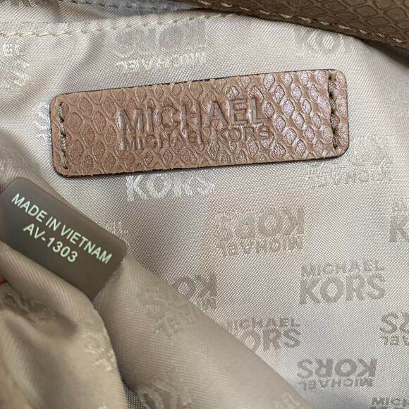 MICHAEL KORS Large N/S Top Zip MEGAN Hobo Dark Dune Snake-Embossed Leather - Picture 12 of 16